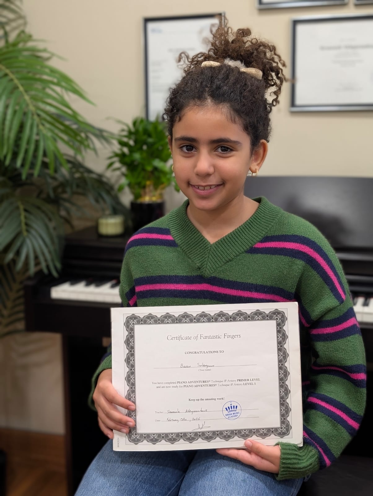 Student with completed book
