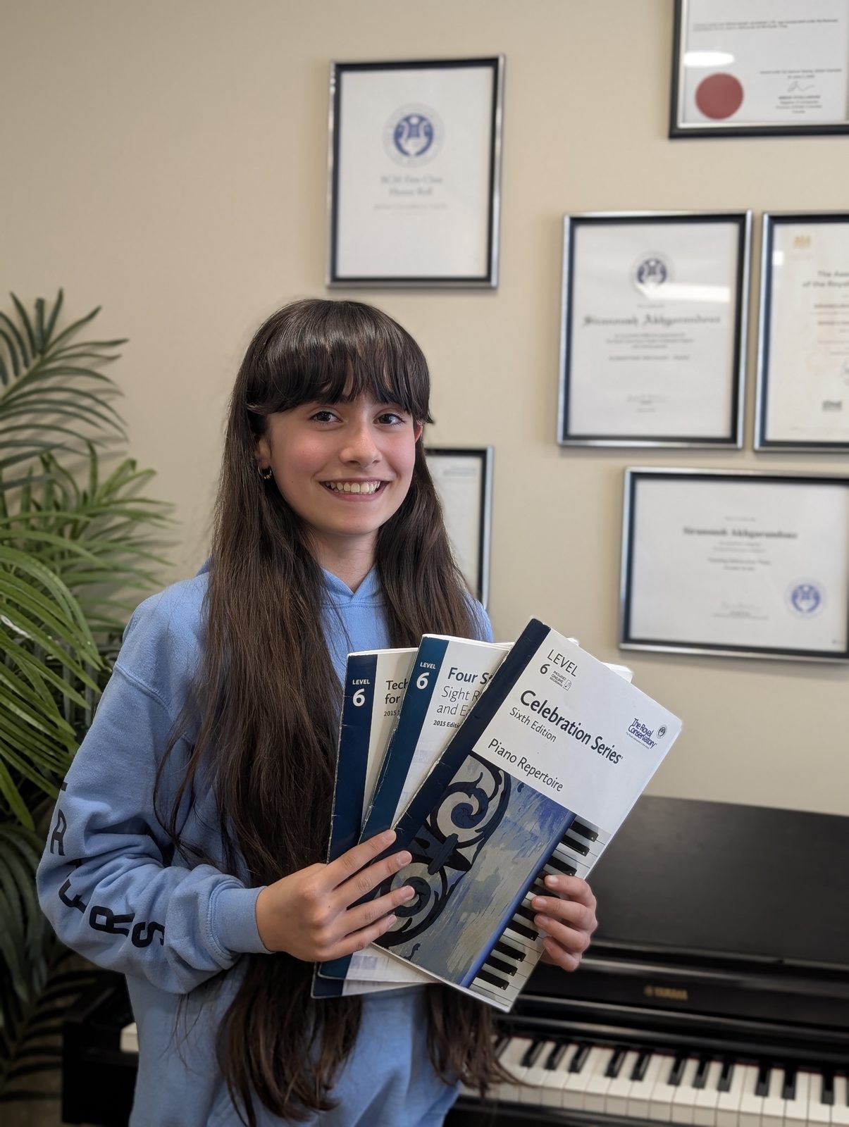 RCM Level 6 piano exam preparation student at the studio